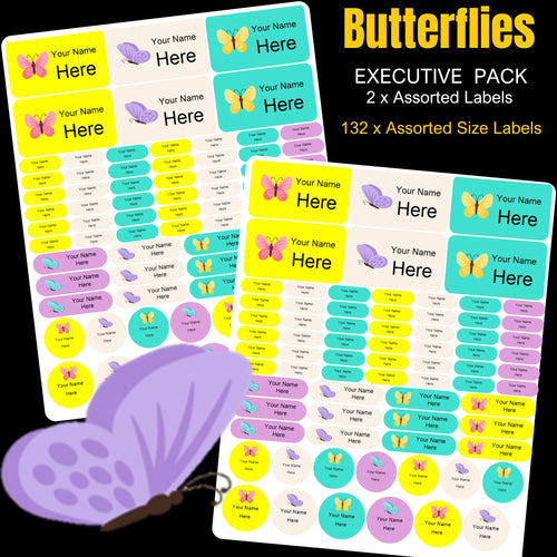 Butterlies Pastel Stationery Labels