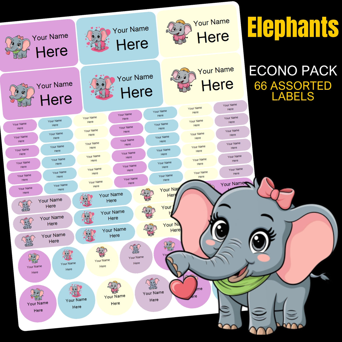 Elephants Stationery Labels