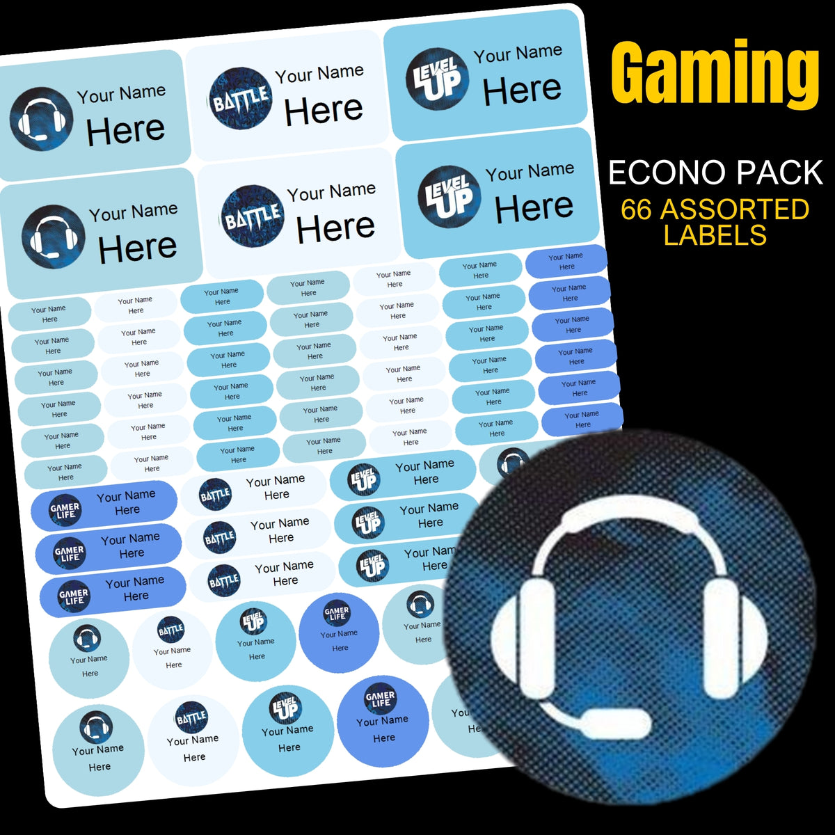 Gaming Level Up Stationery Labels