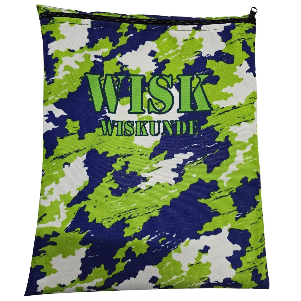 Set of 7 - Camo Design Book Bag Set Subject Names In Afrikaans