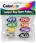 Book Bag Subject Zipper Pullers Set of 6