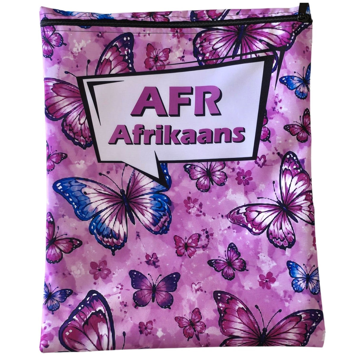 Set of 10 - Heart and Flowers Design Book Bags with subject names in Afrikaans