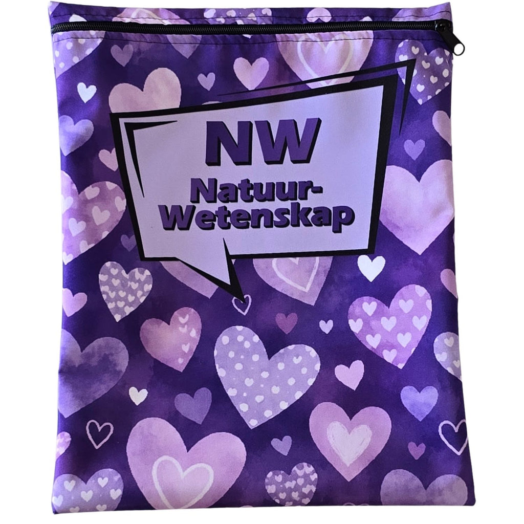 Set of 10 - Heart and Flowers Design Book Bags with subject names in Afrikaans