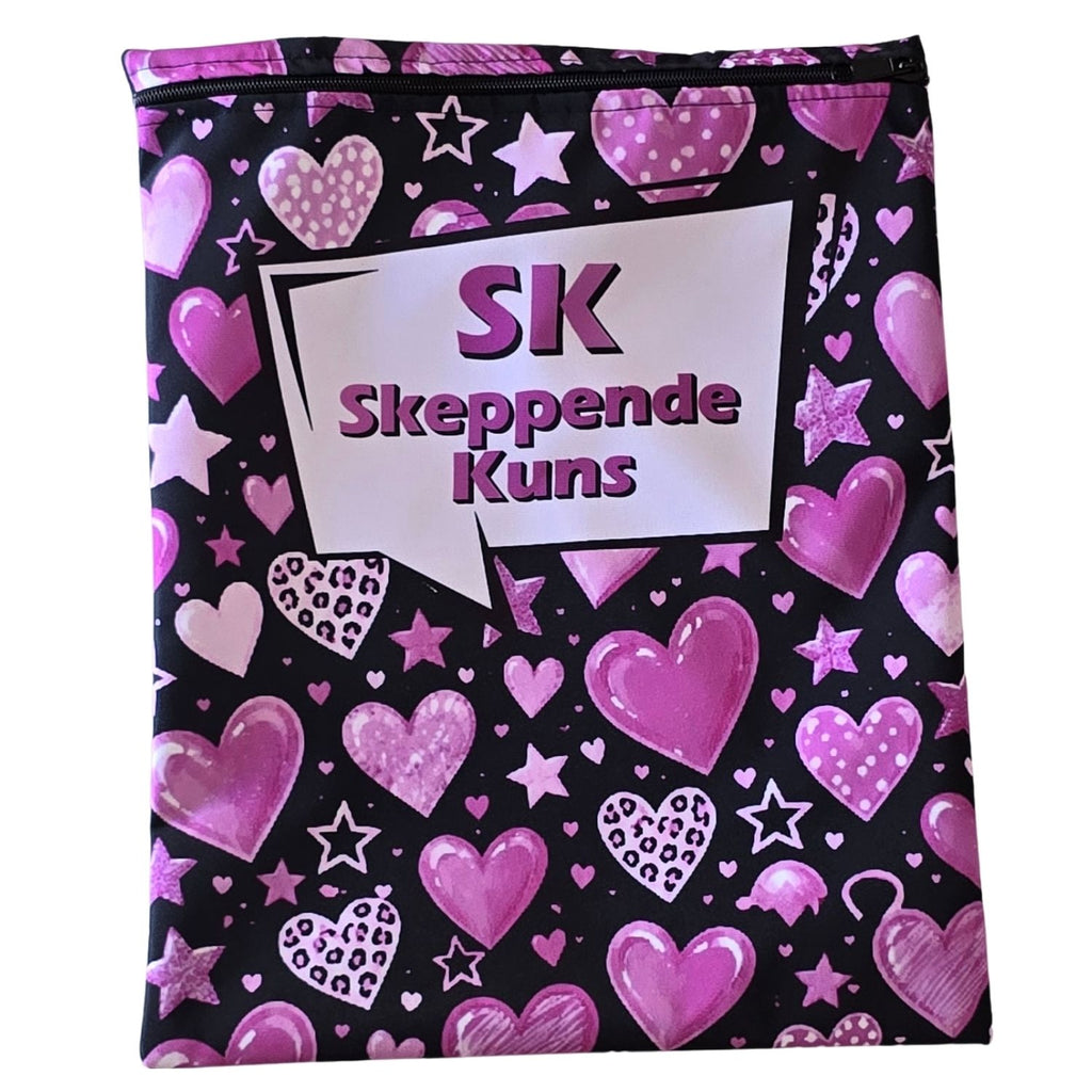 Set of 10 - Heart and Flowers Design Book Bags with subject names in Afrikaans