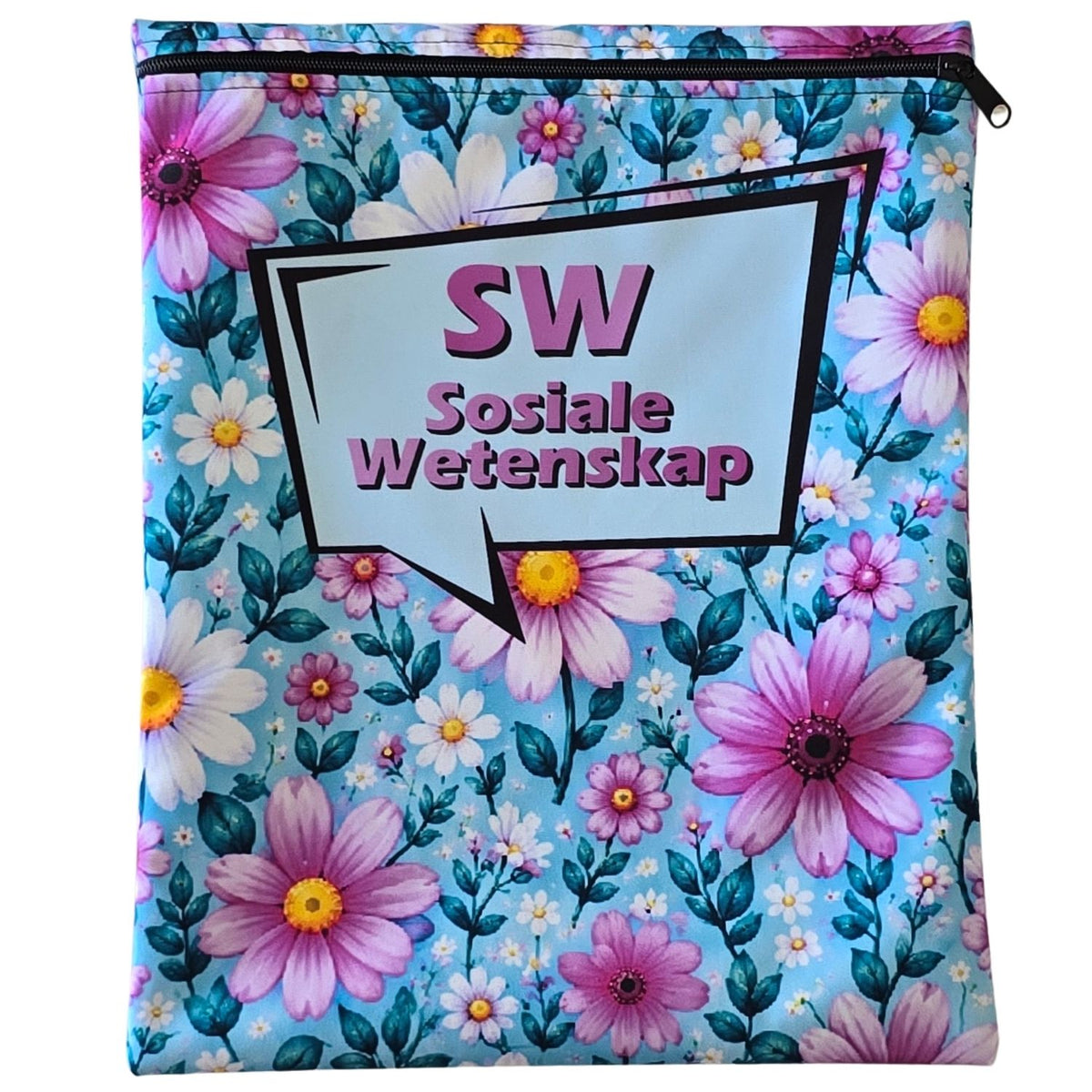 Set of 7 - Heart and Flower Design Book Bag Set with Subject Names In English
