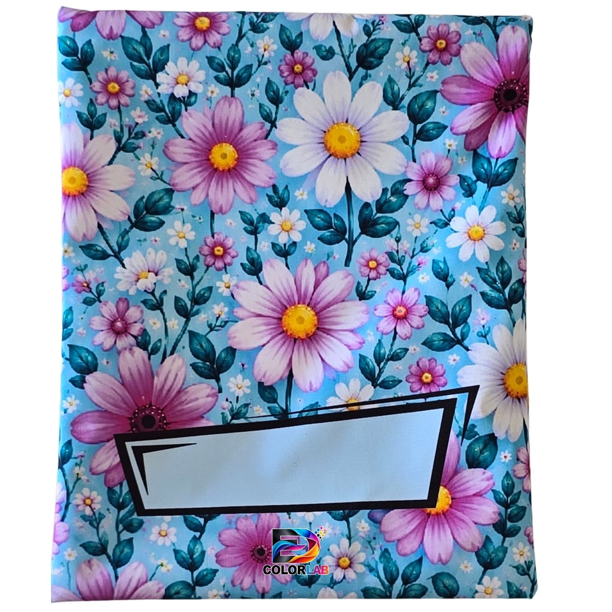 Set of 7 - Heart and Flower Design Book Bag Set with Subject Names In English