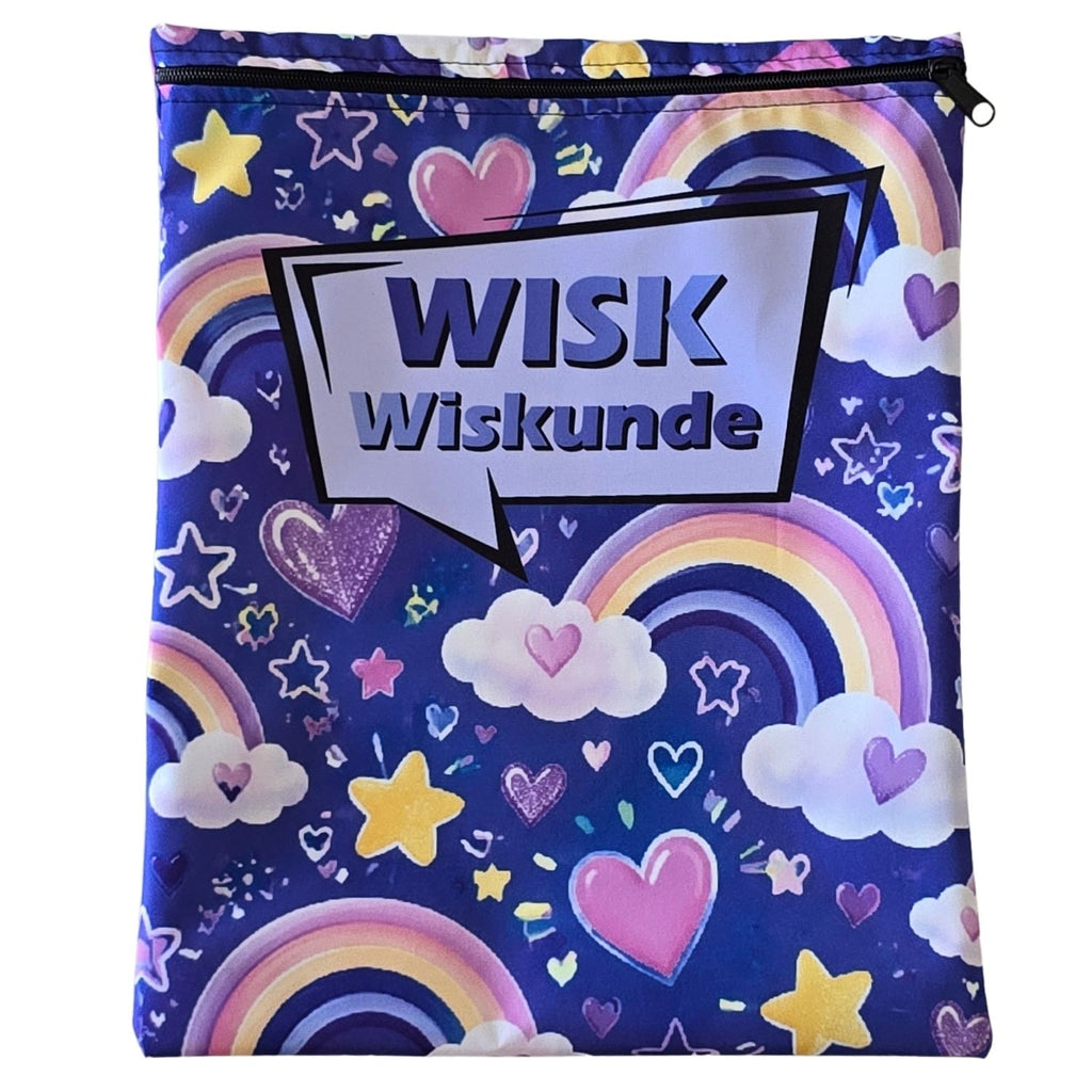 Set of 10 - Heart and Flowers Design Book Bags with subject names in Afrikaans