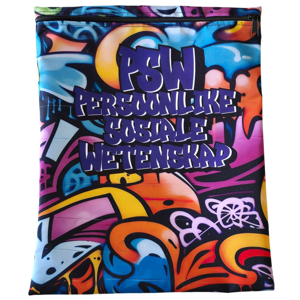 Set of 7 - Graffiti Design Book Bag Set with Subject Names In English