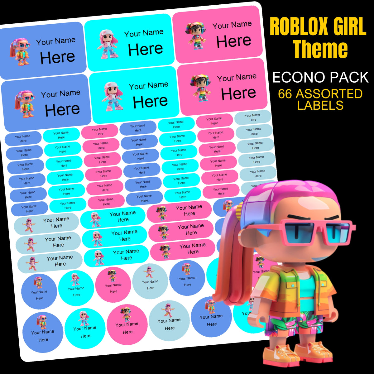 Roblox Girl Stationery Labels