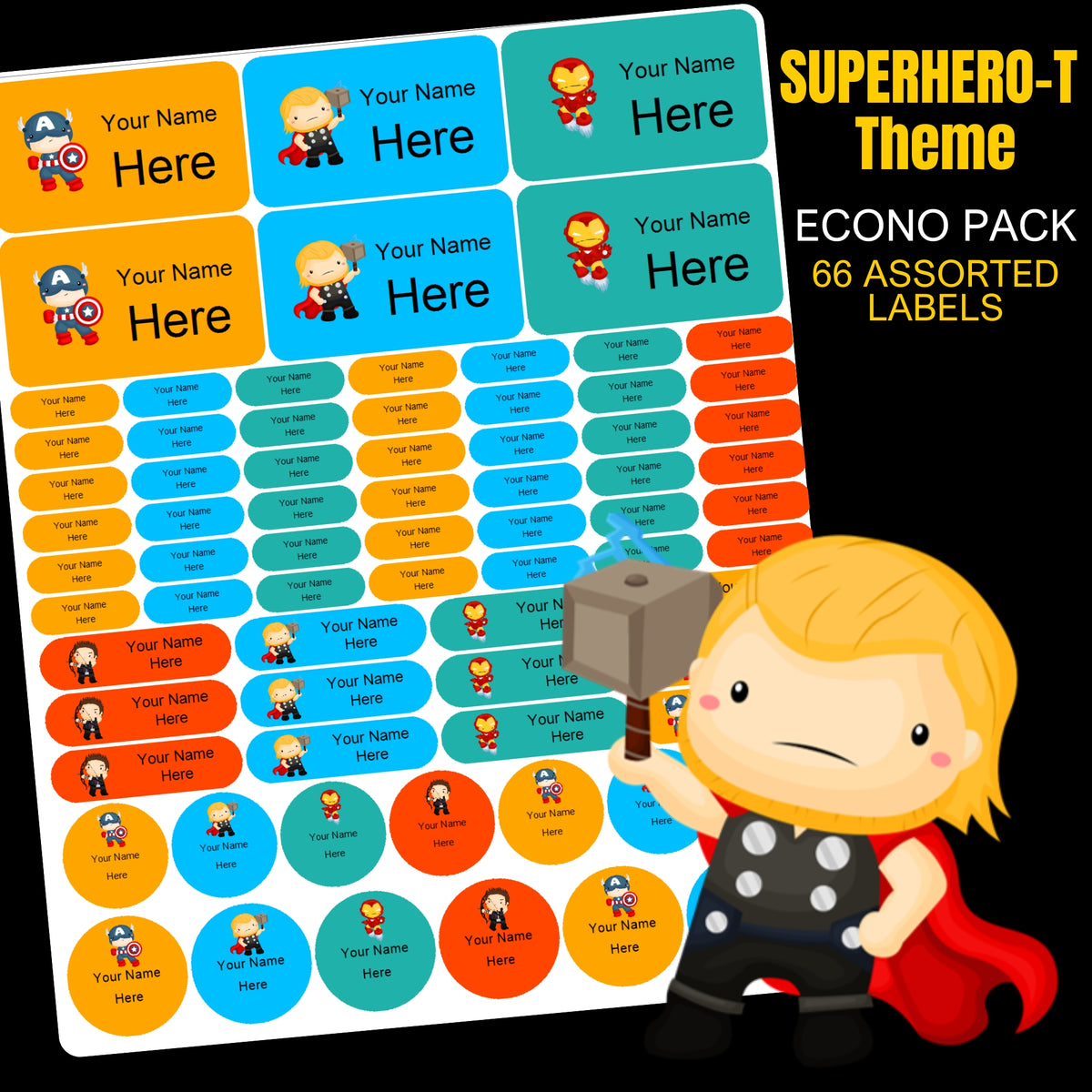 Superhero Toddler Stationery Labels