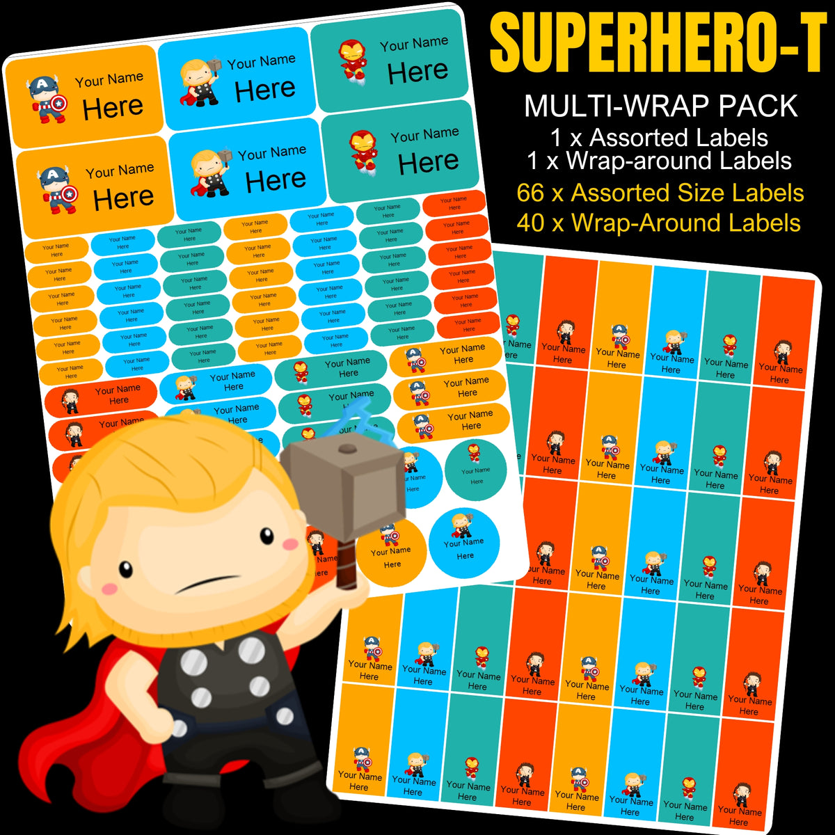Superhero Toddler Stationery Labels