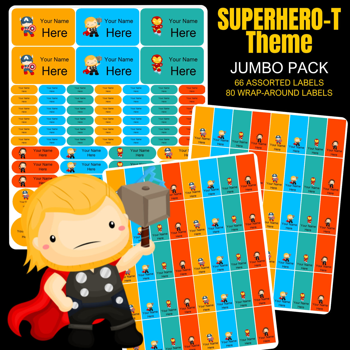 Superhero Toddler Stationery Labels