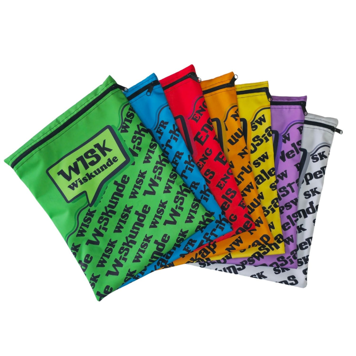 Set of 7 - Word Bubble Design Book Bag Set with Subject Names In English